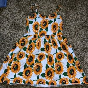 Short cross back sunflower dress
